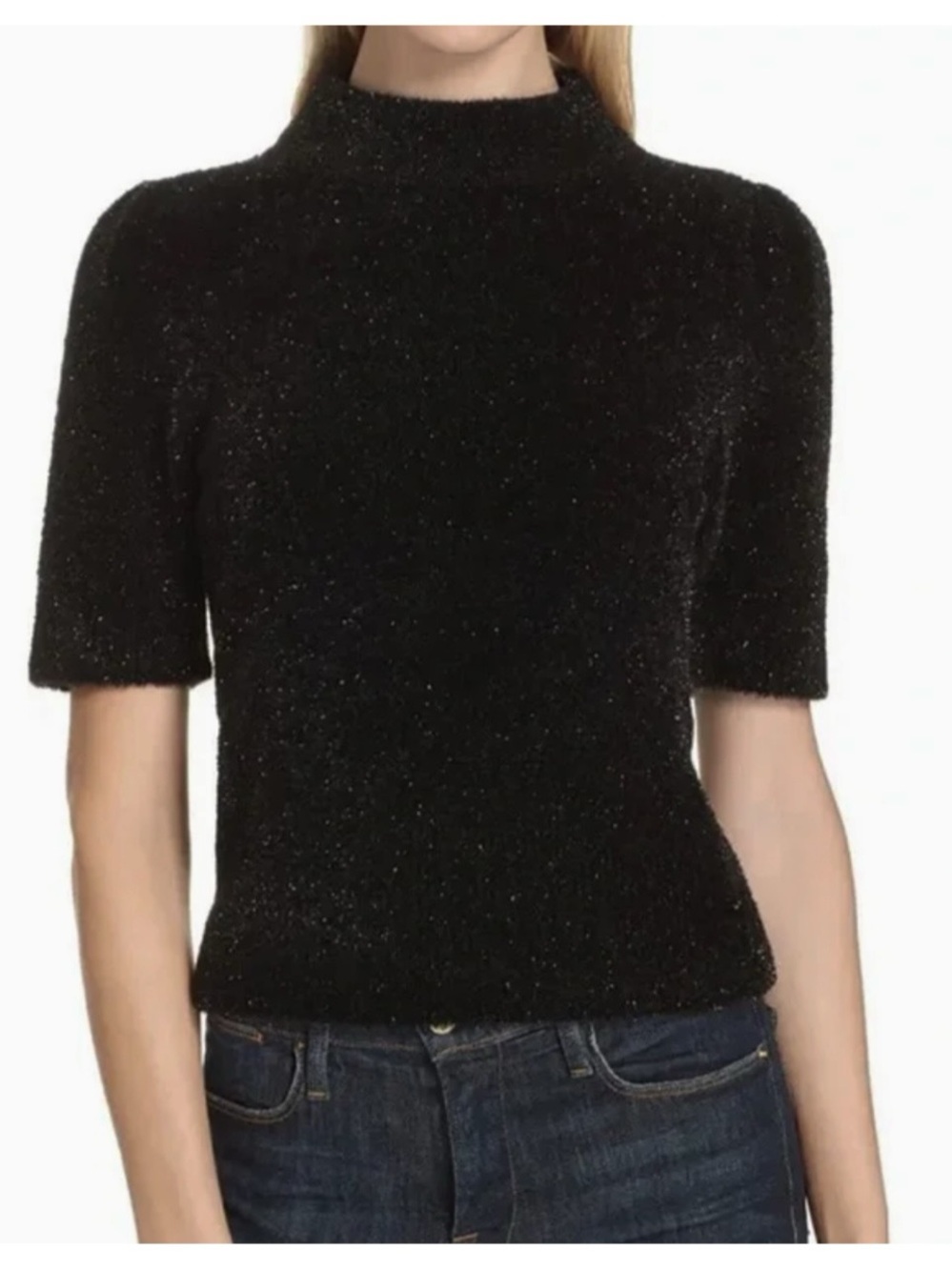 Kate Spade Metallic Texture Sweater in Black Size XL